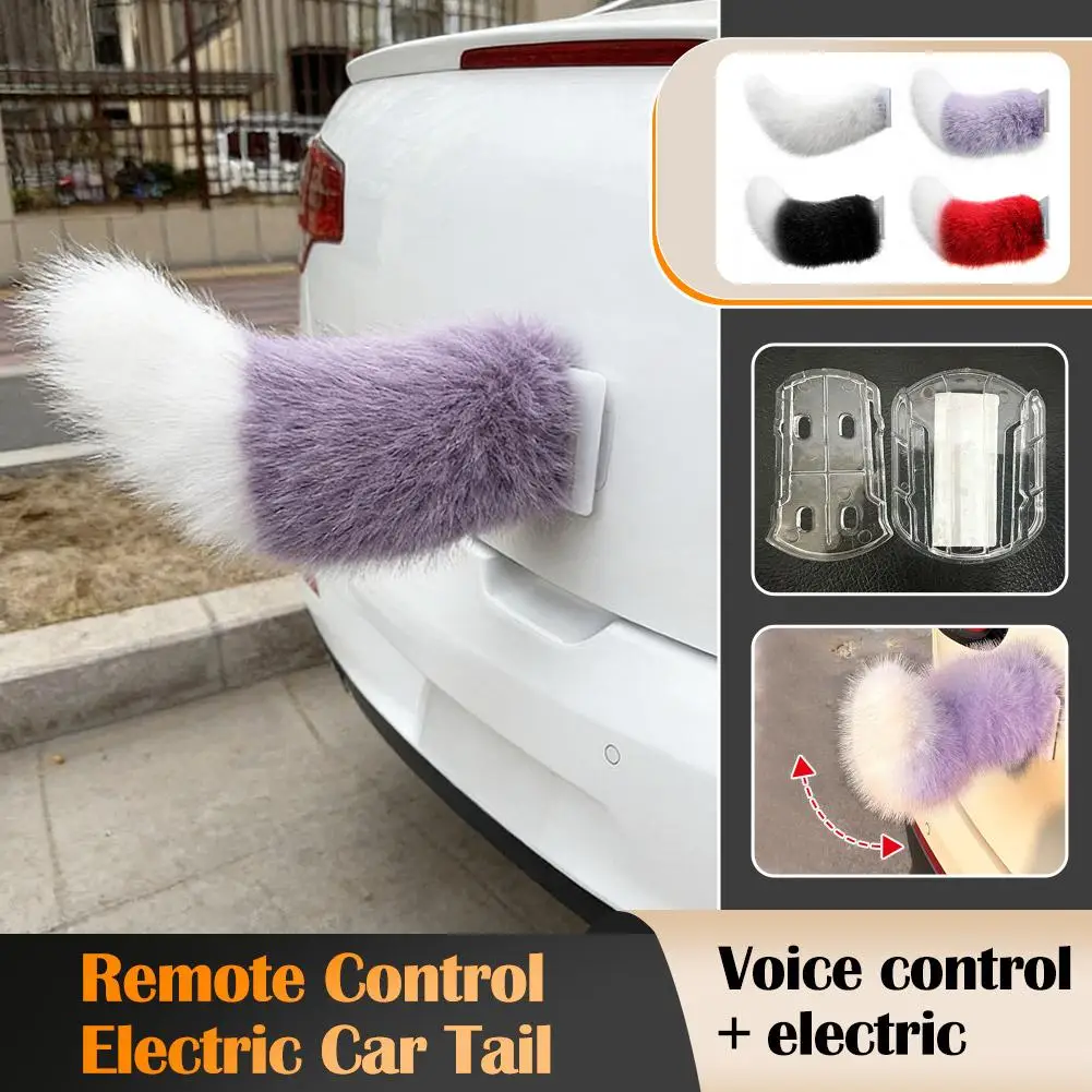 Electric Plush Tail Voice Controlled Swaying Remote Car Decoration Soft Tail for Pets Moving Plushie for Animal Lovers