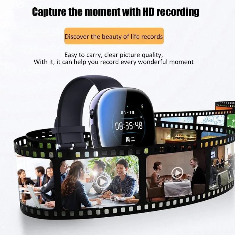 كامل HD 1080P مسجل فيديو صغير 32GB MP3 مشغل موسيقى الرياضة يمكن ارتداؤها الحد من الضوضاء الإملاء كاميرا فيديو صغيرة ساعة ذكية