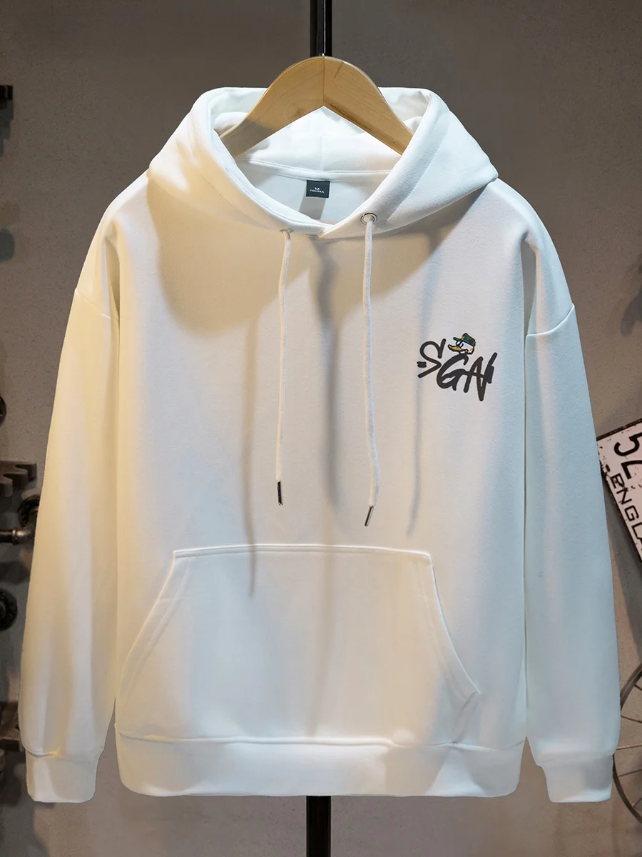 

Мужская толстовка свободного кроя с длинным рукавом и принтом, весна 2025, повседневная, удобная, из смесового хлопка и полиэстера