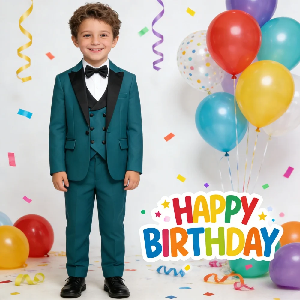 

New Arrival Aqua Boys Suits 4 Pieces Graduation Ceremony Classic Slim Fit Tuxedo Stage Performance Wear Fast Delivery Suit Set