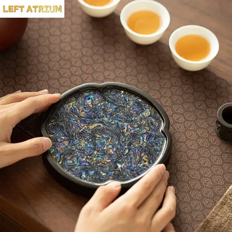 New Chinese Style Luodian Streamer Begonia Pot Bearing High-end Household Bamboo Coaster Kung Fu TeaSet Tea Ceremony Accessories