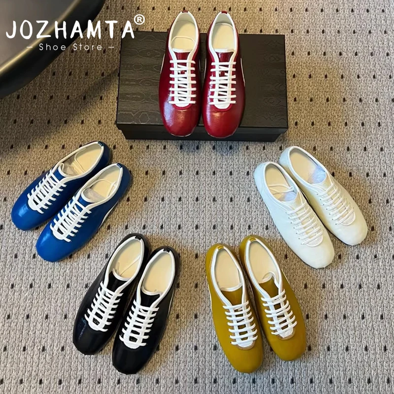 Women's Real Leather Ballet Flats - Round Toe Casual Shoes