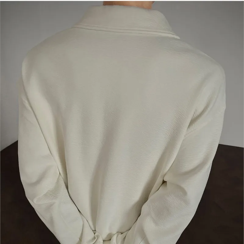 Long sleeve t Shirt men Streetwear Outdoor casual V-neck tshirt Threaded cuff Solid  Korean fashion style autumn