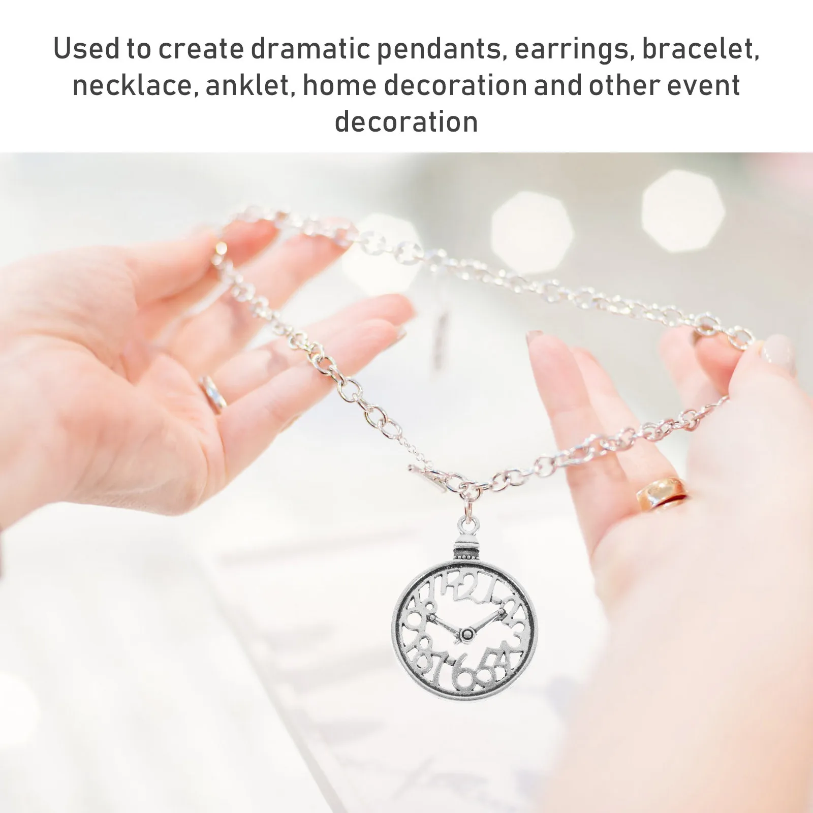

60 Pcs Clock Charms for Crafts Pendants Keychain Vintage Jewelry Decoration Earring Making Supplies Clocks Alloy
