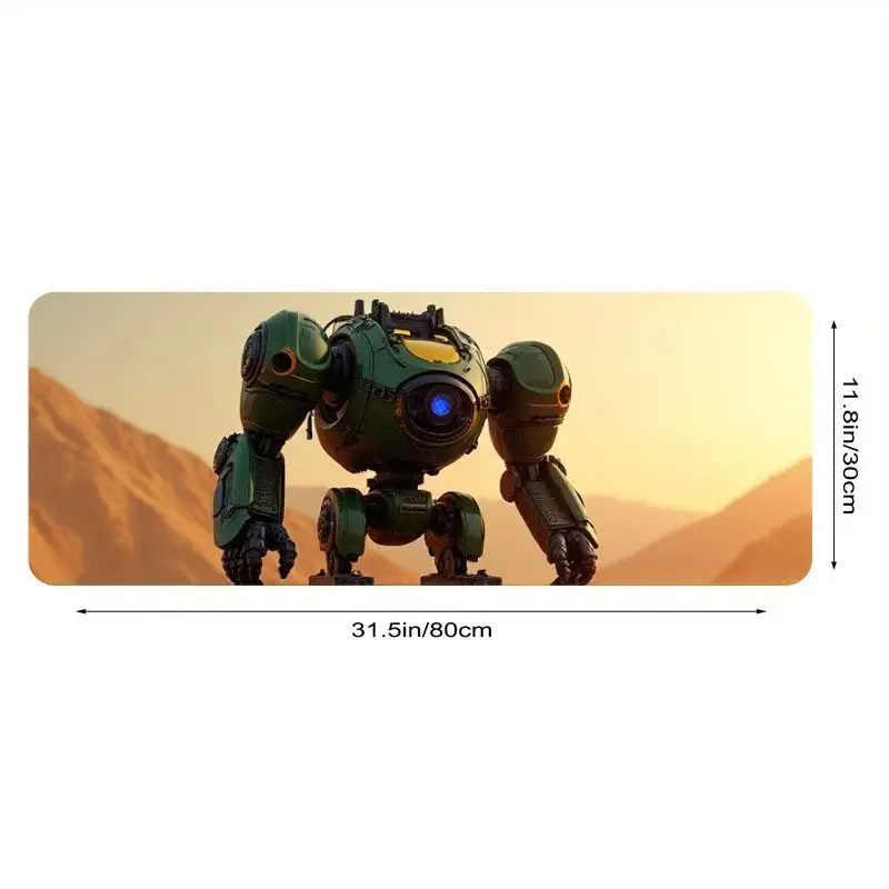 قطعة واحدة من لوحة ماوس الألعاب الروبوتية الخيال العلمي - منظر طبيعي لحدروب الشمس الصحراوية الميكانيكية الملحمية، طباعة غير قابلة للانزلاق وسلسة عالية الدقة، حصيرة مكتب ممتدة كبيرة لـ G