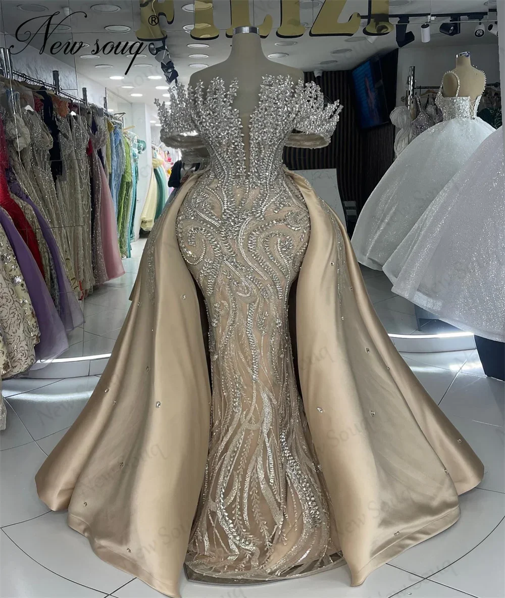

Custom Made Beading Evening Dresses Elegant Aso Ebi Dubai Mermaid Prom Dress Two Pieces Wedding Party Dress Vestidos De Noche