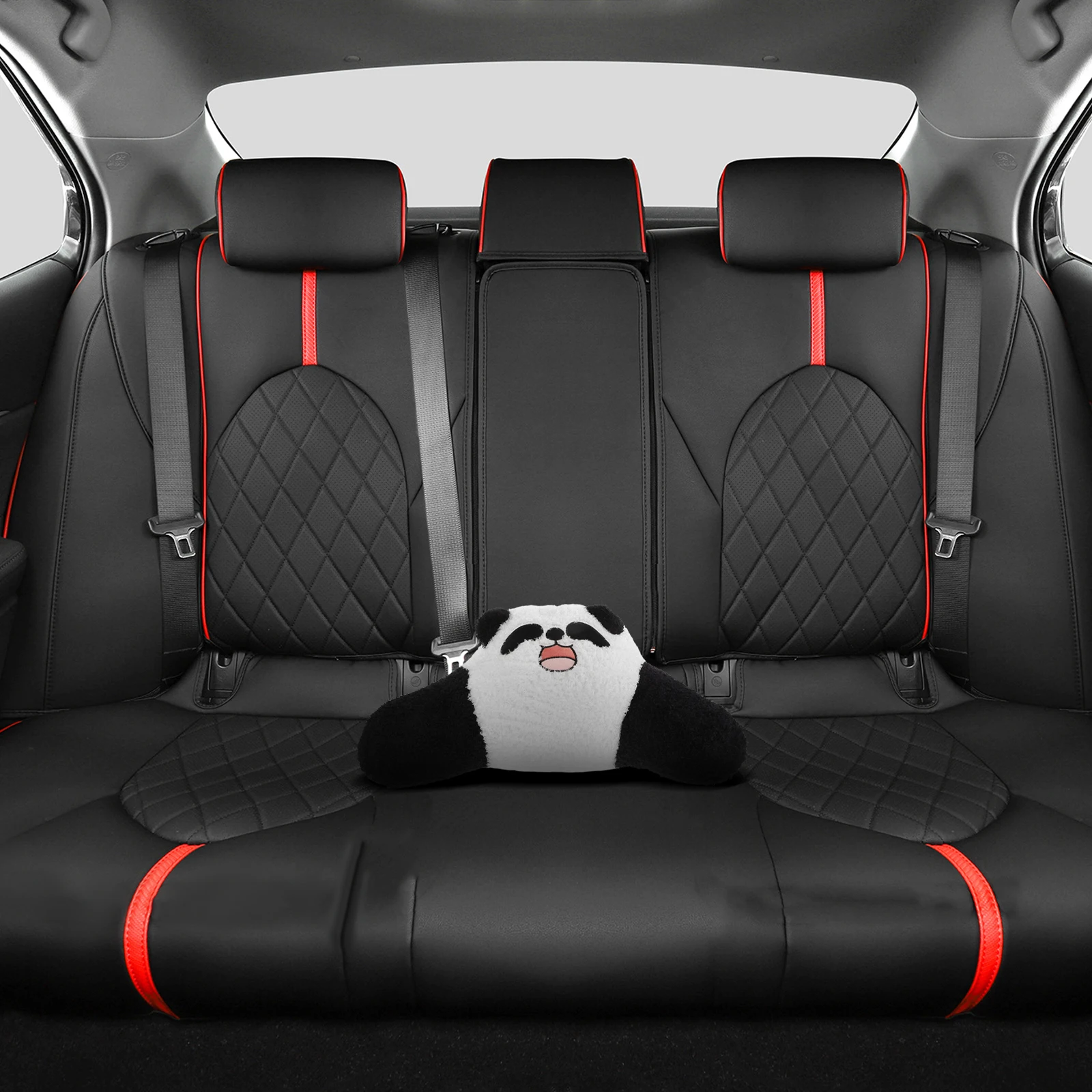 

Cute Panda Car Seat Universal Fit Comfortable Office Chair Cartoon Design Spacesaving Style Lower Back Support Cushion Auto Seat