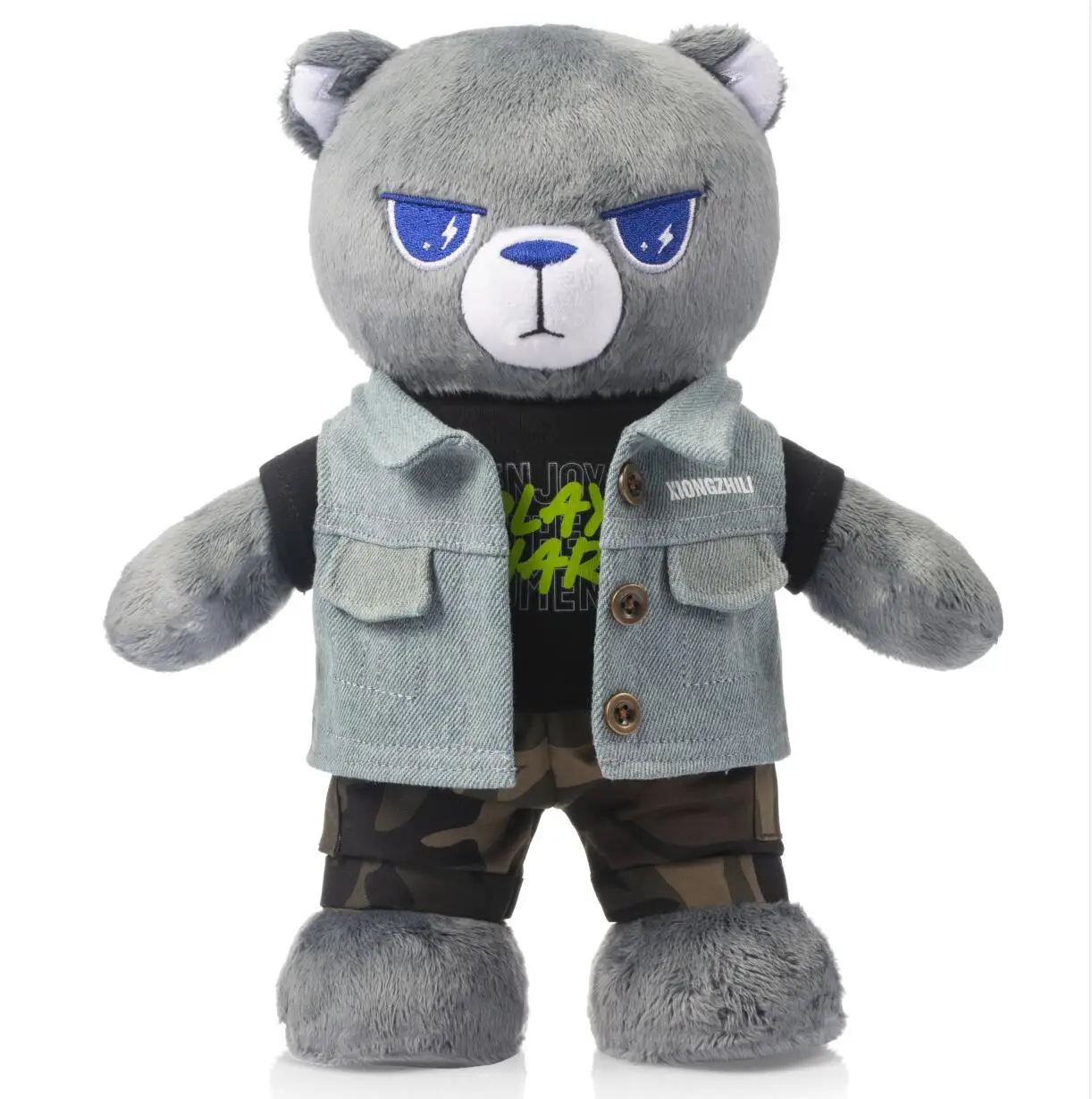 28cm Cool Bear Plush Toys Motorcycle Bear Fashion Stuffed Dolls Wan Li Bear Wear Clothes Kids Xmas Birthdays Gift