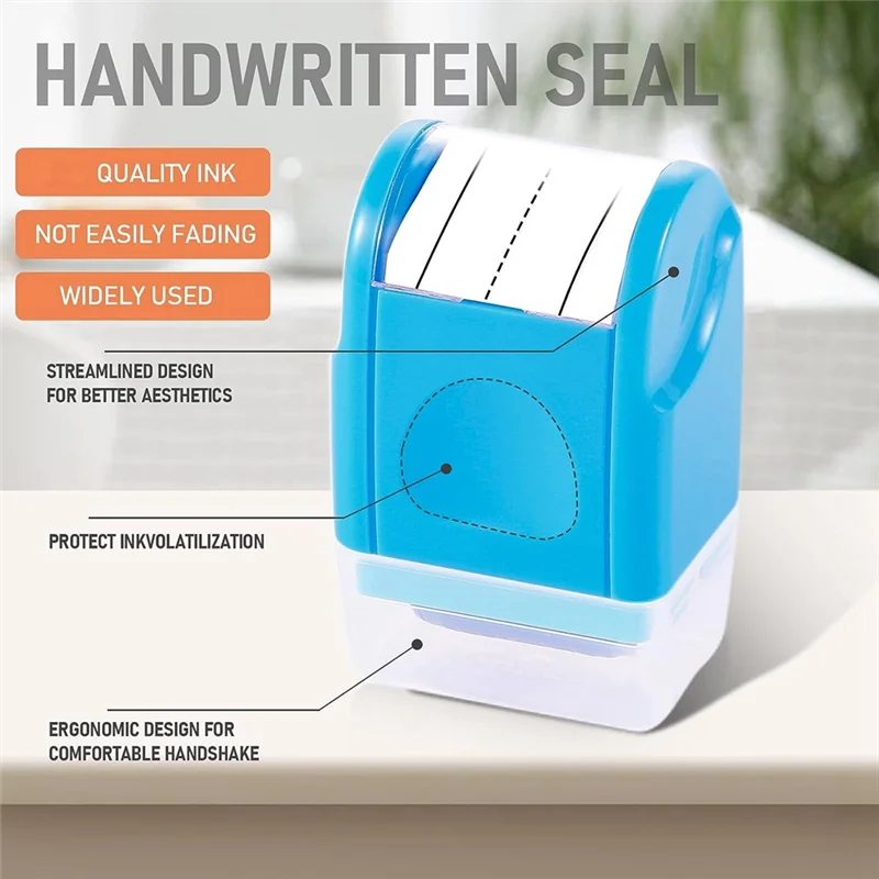 Upgraded 2PCS Dashed Handwriting Lines Roller Stamp Self-Inking Practice Line Roller Stamp With 3 Refills,Blue