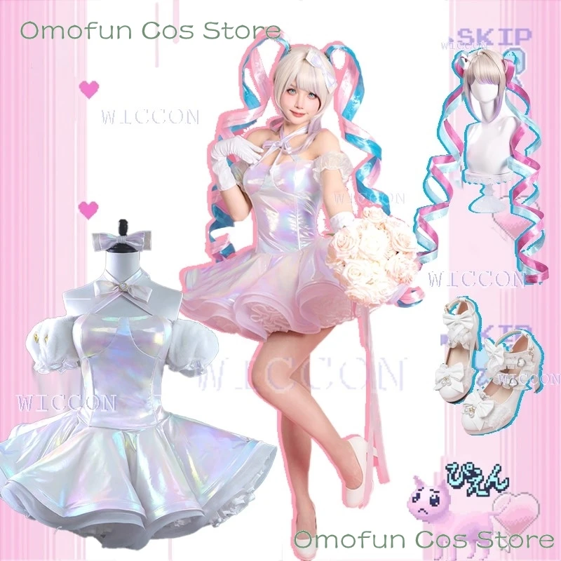 

NEEDY GIRL OVERDOSE KAngel Косплей Костюм Парик Стример Перегрузка Лолита Платье Обувь Наряд Женщины Лазерные Юбки Лента Хвост