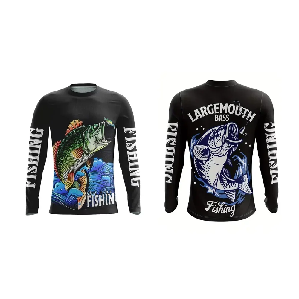 T-shirt à manches longues pour homme, motif poisson, séchage rapide, protection solaire, idéal pour la pêche en extérieur, respirant, léger, décontracté, indice UPF, haut de qualité supérieure.