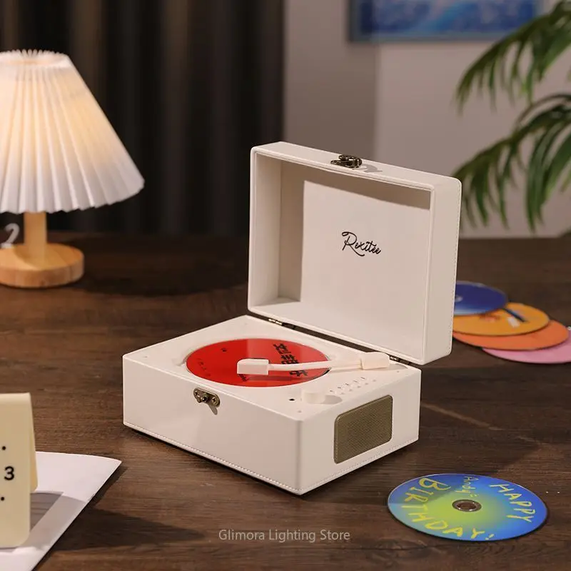 Vintage Retro CD Player with Bluetooth Speaker, Portable Sound System for CDs Vinyl, Wireless Home Audio Player with FM Radio