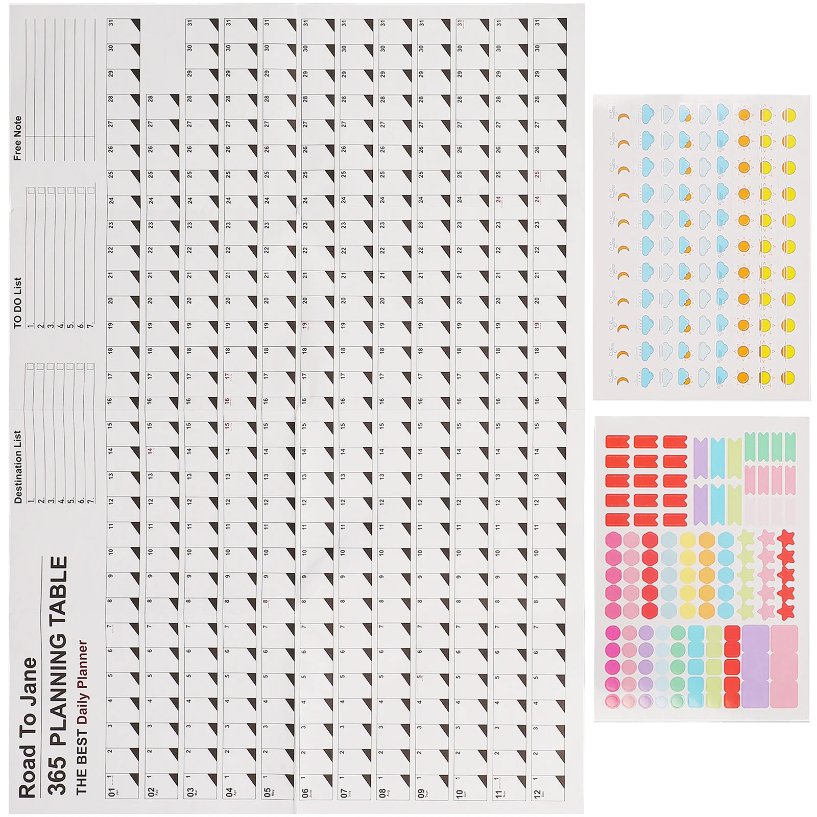 

2Pcs Yearly Wall Hanging Calendar Creative Design Planner Calendar for Office Home Daily Schedule Tracking Wall Planner