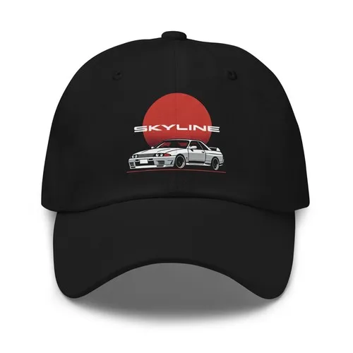 Red Sun R32 GTR Skyline Dad Hat – JDM Drift Style Cap for Japanese Tuner Fans