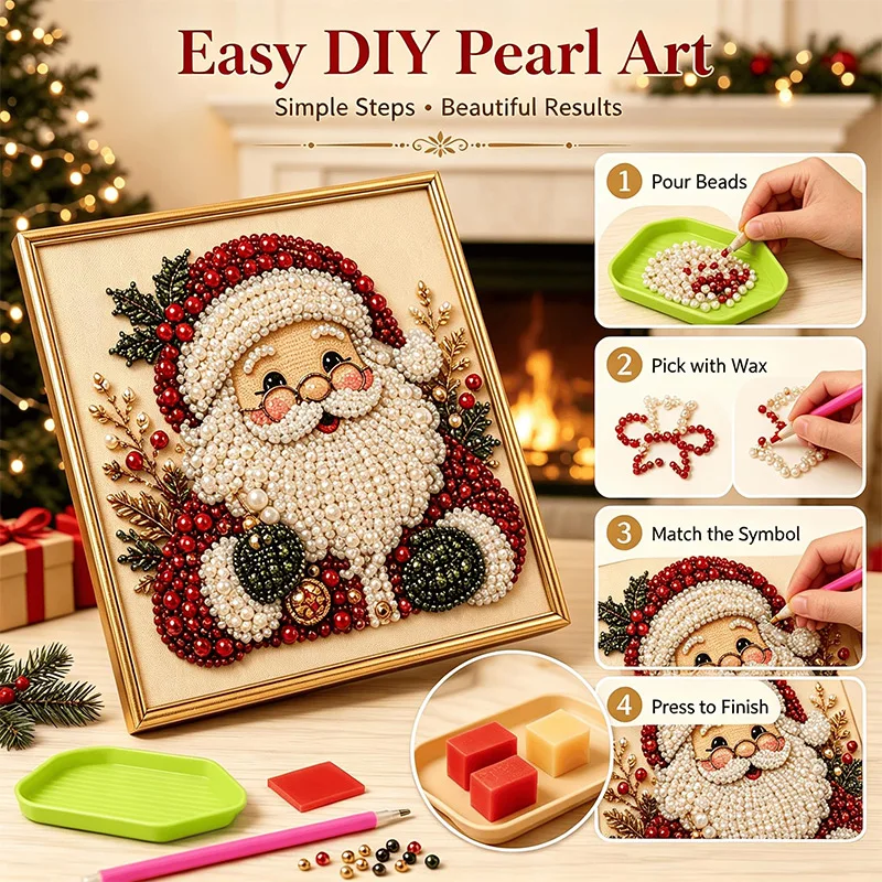 Christmas Pearl Diamond Painting Set 5d Diamond Art For Beginners Diy Special Shape Pearl Gem Crafts For Home Wall Decorat Gifts