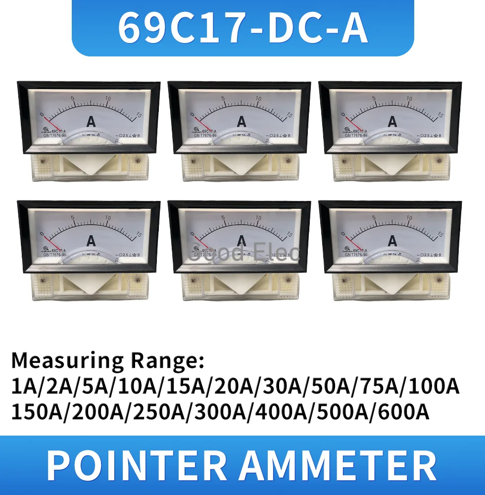 

Painel Medidor Analógico,Medidor AMP, Amperímetro DC Uso com Corrente de Shunt,Ampere,69C17-A,50A,100A,500A,1000A,75mV,