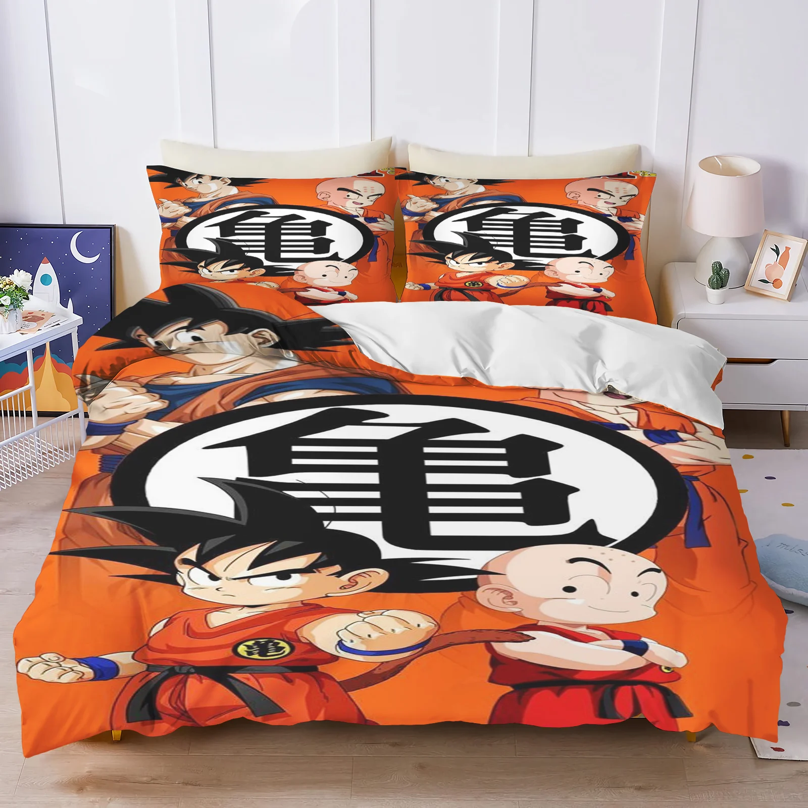 Bedroom DRAGON BALL Printed Bedding Set Cute Cartoon Quilt Cover Duvet Cover Comforter Sets King Size 100% Polyeste Christmas