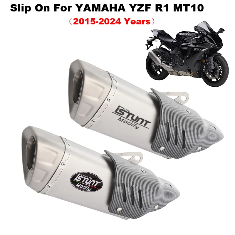 Slip On For Yamaha YZF R1 R1M MT10 MT 10  2015 - 2024 Motorcycle Exhaust Escape Muffler With Middle Link Pipe Heat Shield Tube