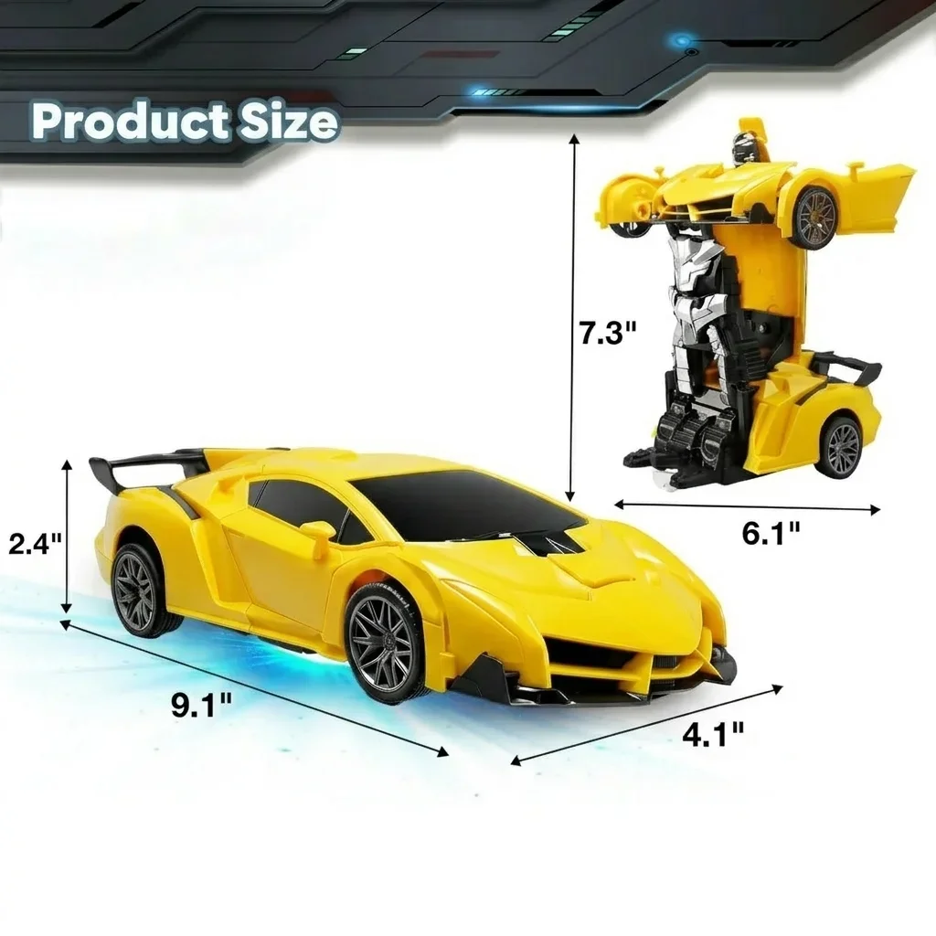 2 in 1 RC Transforming Car Robot Remote Control Deformation Racing Vehicle One Key Auto Transformation Drift Toy for Boys Gift view 6