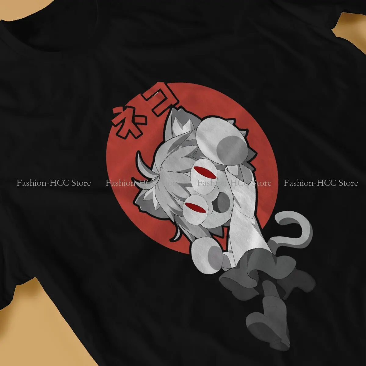 نيكومون محب البوليستر تي شيرت للرجال ، نيكو أرك ، نيكو القط ، هاراجو ملابس الشارع تي شيرت ، جولة الرقبة #3