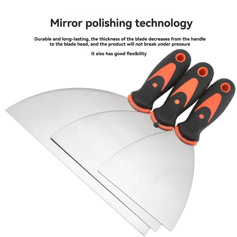 مجموعة أدوات الحوائط الجافة A84E-10Pcs: سكين المعجون من الفولاذ المقاوم للصدأ، وسكين التسجيل، ومكشطة الرسام لإصلاح الجدار