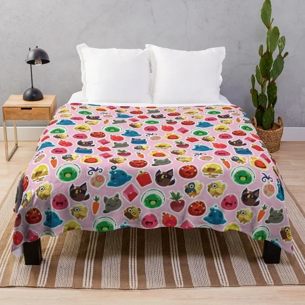 

Cute Pink Slime Rancher Pattern Throw Blanket Decorative Sofas Beach Soft Big Baby Blankets