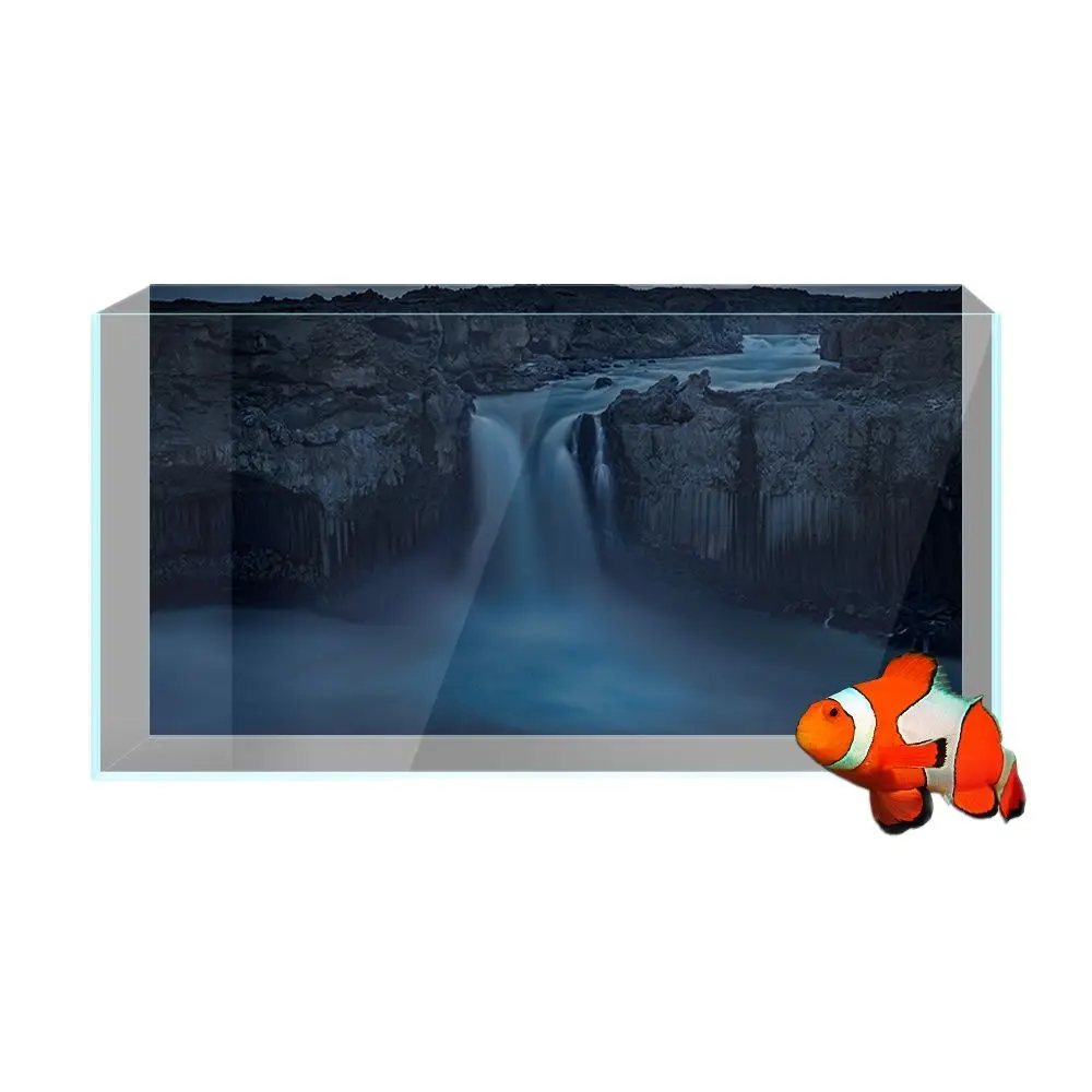 Fish Tank  Aquarium Background Sticker, Waterfall in Cloudy Scenery 3D HD Printing Wallpaper Backdrop Decor PVC Poster