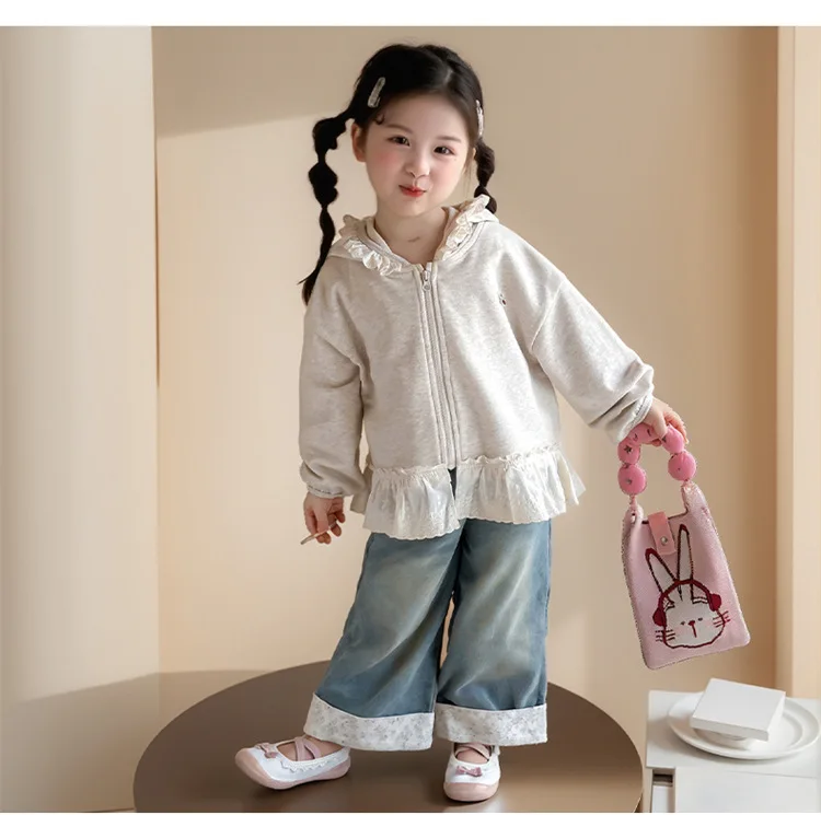

Girls Outerwear Spring Autumn New Cherry Hoodie Korean Edition Fashionable Western Style Casual Daily Versatile Temperament