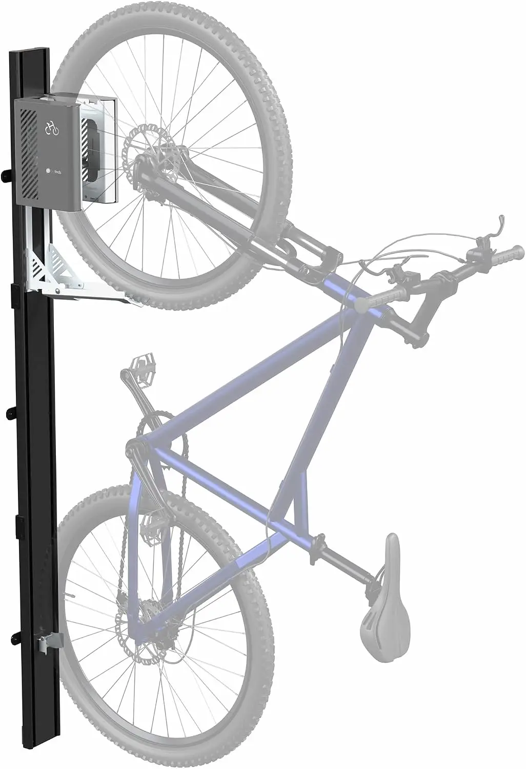 Vertical Wall‑Mounted Bike Storage Rack with Mechanical Lift, Space‑Saving Bicycle Hanger for Indoor Garage Storage, Black