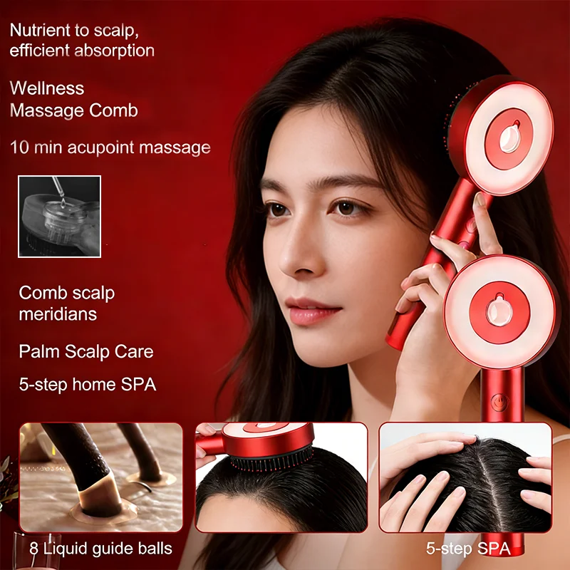 Portable Scalp Massage Comb with LED Therapy, Multifunctional Acupoint Massager, Stress Relief Hair Care Device, Home SPA Gifts