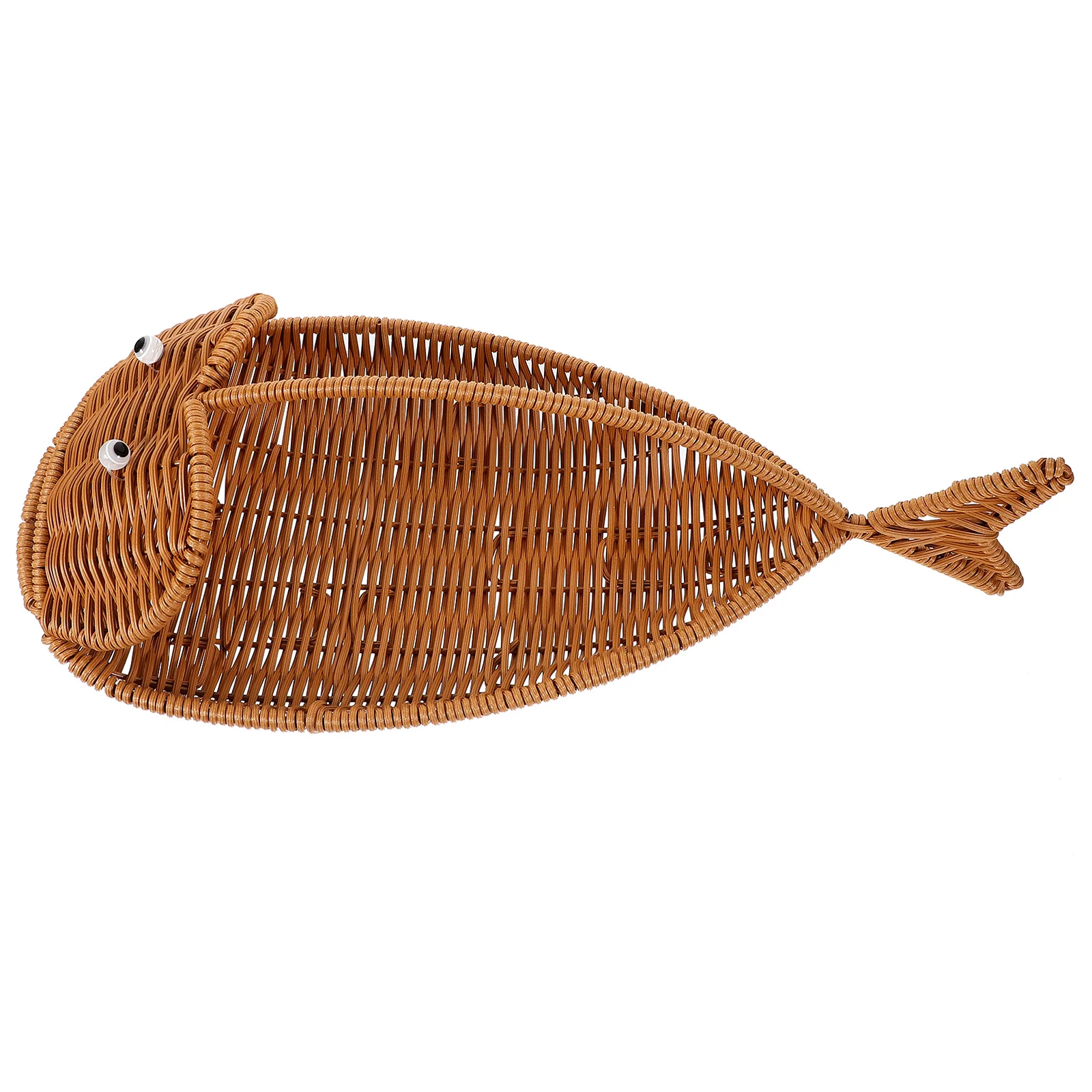 

Fish Shaped Storage Basket 37x18x13cm Imitation Rattan Handwoven for Fruits Snacks Kitchen Household Organization Decor