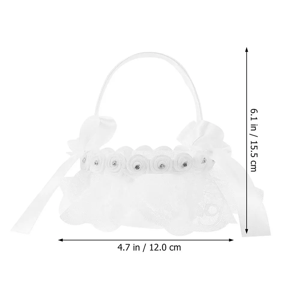 Small Wedding Flower Basket Premium Cloth Plastic Lightweight Petal Collection Handle for Wedding Party Easter Religious