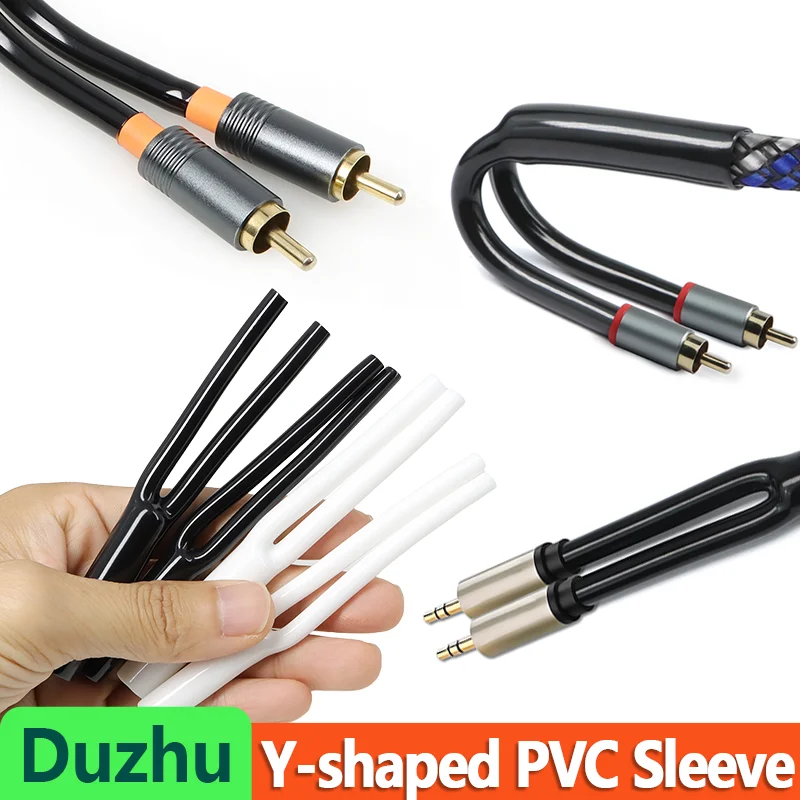 2-100Pcs White Black PVC Y-Shaped Wire Splitter Sleeve 7mm 9mm 10mm 12mm 15.5mm Non-Shrinkable Speaker Audio Cable Pants Boots