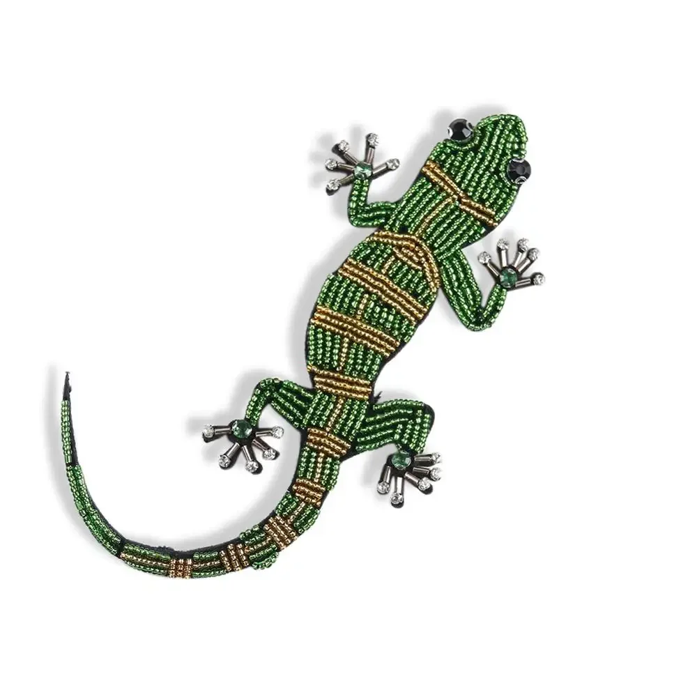 Cartoon Green Gecko Embroidery Cloth Stickers Animal Iron on Patches for Clothing DIY Decor Cloth Dress Bags Accessories