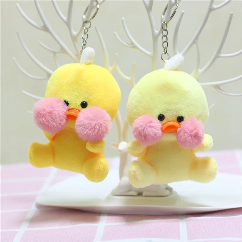 10cm Lalafanfan Duck Plush Keychain Korean Hyaluronic Ducks Doll Pendant Plush Stuffed Animals Soft Toys Birthday Gifts Kids