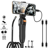 TYPE-C 2-Way Articulating Endoscope Slide Rod 360° 180° Steering Camera Car Inspection Borescope LEDs For Android Phones Iphone