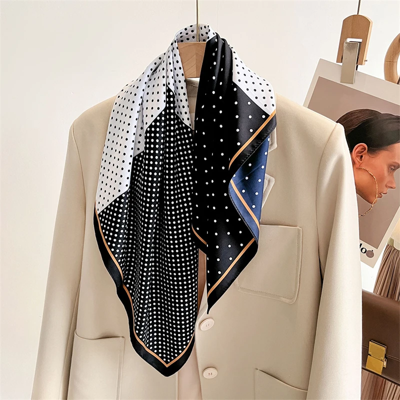 

2025 Luxury Brand Square Scarf Design Double Side Shawl Wrap 70cm Print Twill Silk Women Hijab Female Foulard Headband Bandana