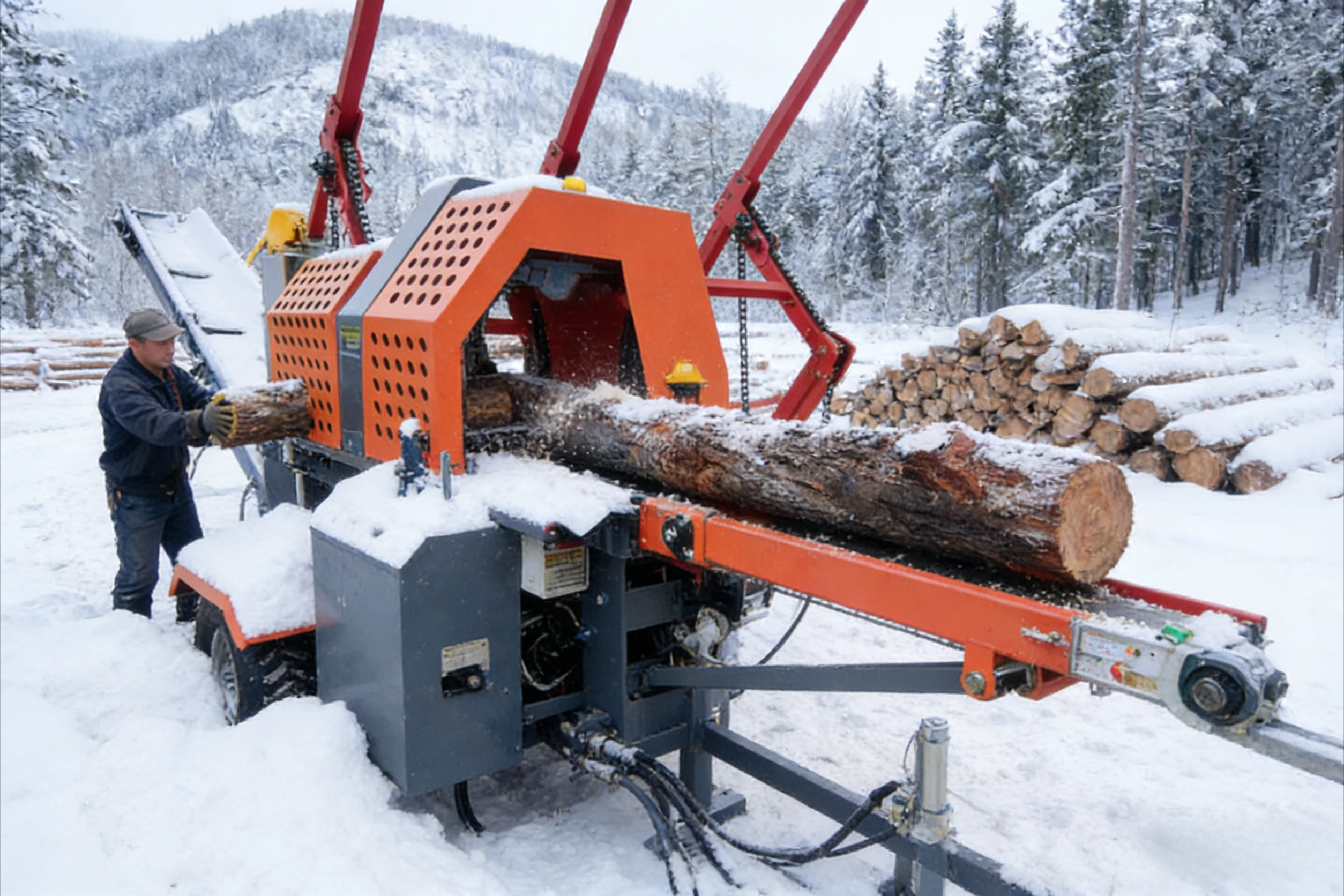 Intelligent Hydraulic Log Splitter Customized Large Diameter Wood Splitting Machine for Timber Yard Energy-Saving