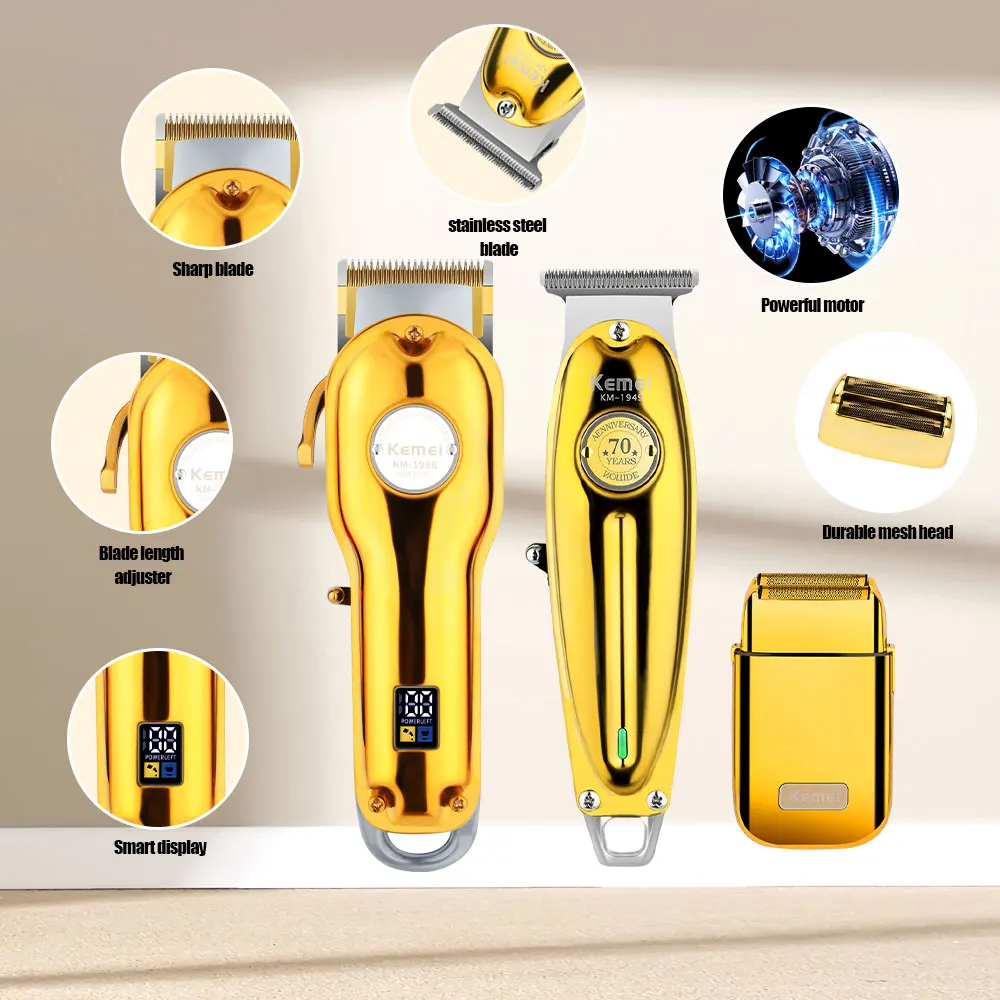 Kemei Professional Finishing Hair Clipper Kit Electric Cordless Hair Trimmer Hair Cut Machine for Men KM-1949 KM-1986 KM-Tx1