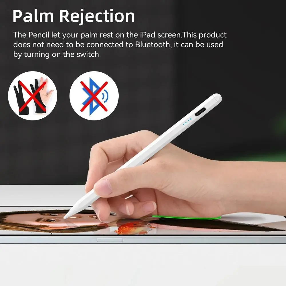 Rechargeable Stylus Pen Battery Indicator Palm Rejection Tablet Touch Pen Tilt Sensitivity Mobile Phone for iPad mini Air Pro