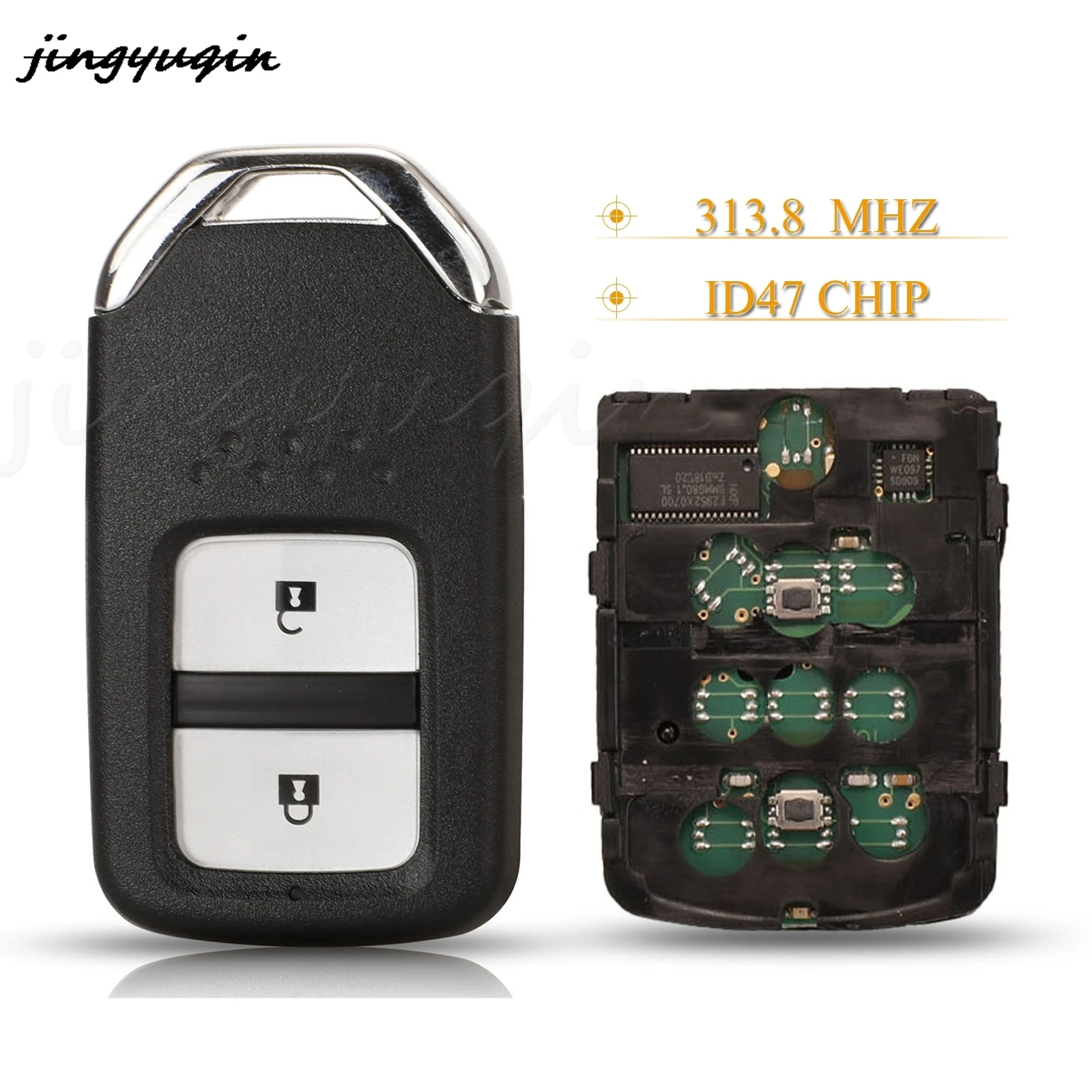 

jingyuqin 2 Buttons Smart Remote Car Key Fob 313.8Mhz ID47 Chip For Honda City Crider Jazz Shuttle Vezel FCC ID: KR5V1X