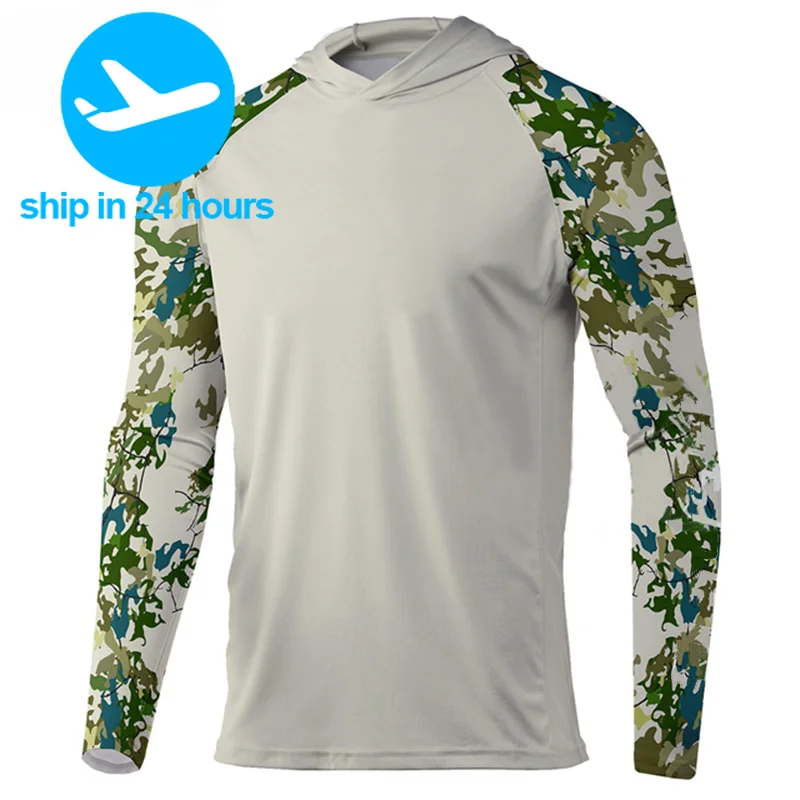 

Fishing Shirts Men Long Sleeve Fishing Clothing Hooded UV Sun Protectio Breathable Quick Dry Fishing Shirts Uv Protectio