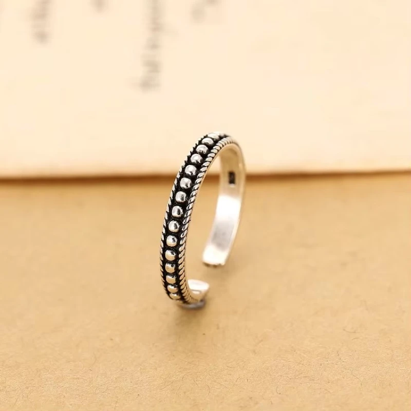 Retro Style 925 Sterling Silver G Open Rings For Women Vintage Jewelry Accessories