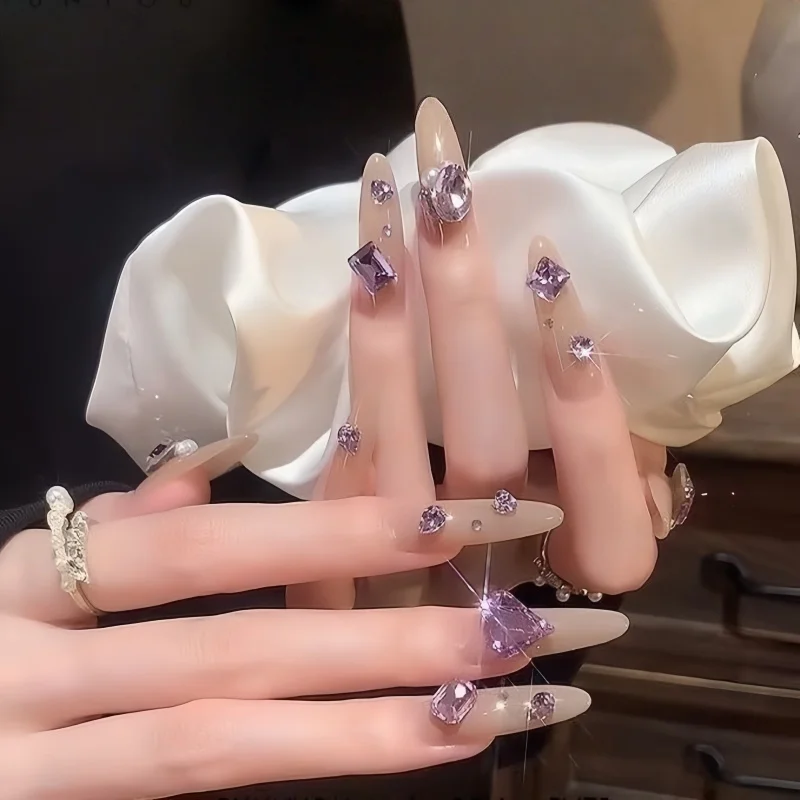 20/50/100Pcs Purple Alien Diamond Mixed Rhinestones Nail Crystal Stones Jewelry 3D Elegant DIY Nail Decorations for Manicure