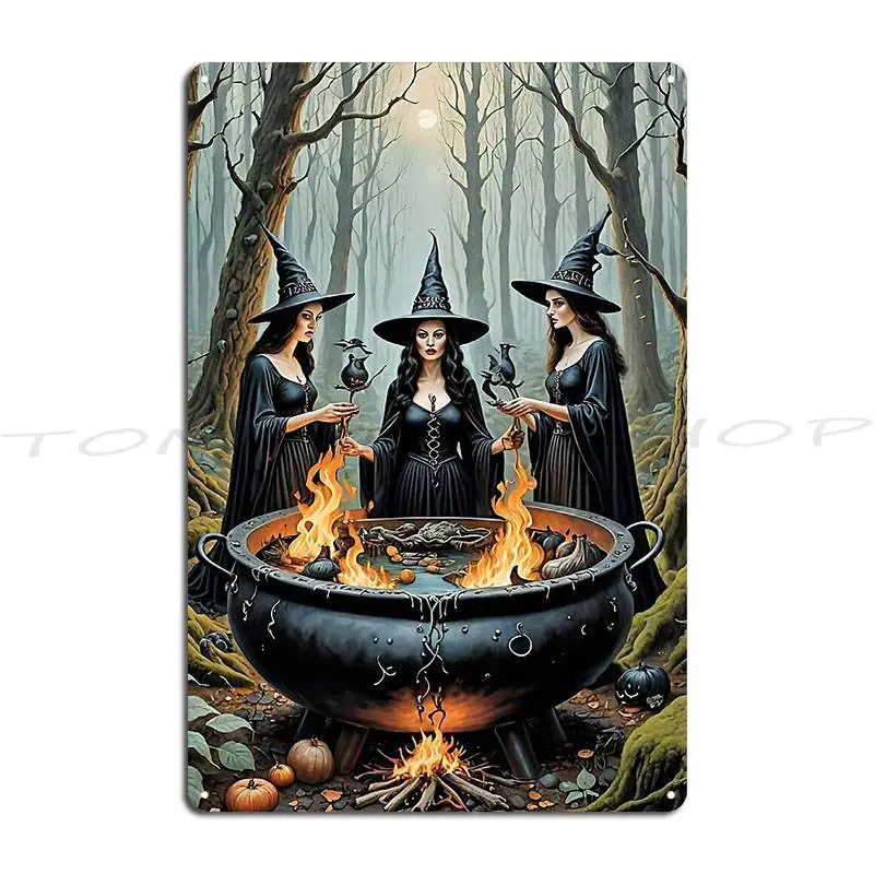 Witches Around a Cauldron Pop Art 2 Stir The Pot Stir The Soul Metal Sign Club Wall Mural Pub Wall Decor Print  Tin Sign Poster