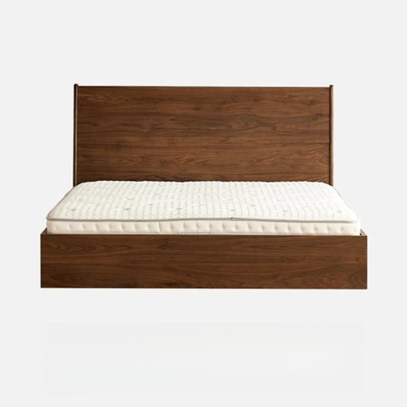 Black walnut box bed, household small apartment, electric lift, high box storage bed