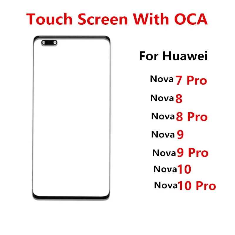 Ekran zewnętrzny Nova9 dla Huawei Nova 10 9 Pro 8 7 Panel dotykowy wyświetlacz LCD przednia szklana pokrywa wymiana części OCA