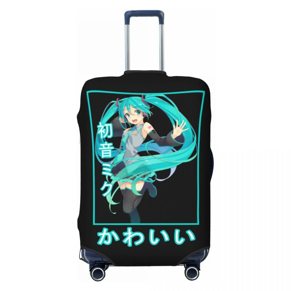 カスタム初音ミク-vocaloid-ロックアニメ旅行荷物カバー弾性スーツケースカバープロテクターフィット-18-32-インチ