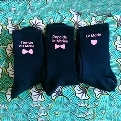 Personalized Black or colored Socks Custom Your Name and Date of Your Wedding Cotton Wedding Party Groom's Socks Supplies