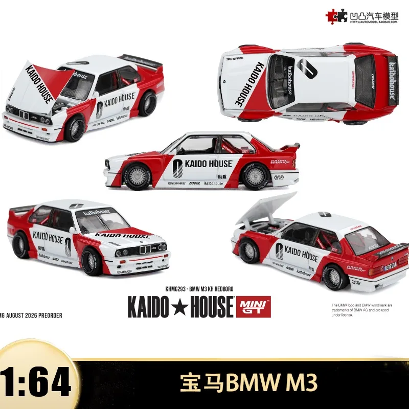 KAIDO&MINIGT 1:64 BMW M3 REDBORO Die Casting Alloy Car Model Desktop Ornament Collection Souvenir.